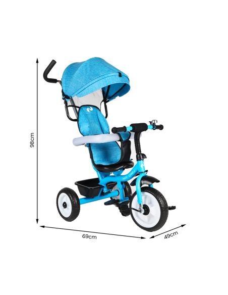 Triciclo FUNNY LT982 Cochecito para Niños Silla de Paseo con Capota Parasolar
