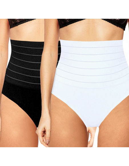 2pz Faja de Cintura Alta 1 Blanca 1 Negra Slip Mujer Faja Contenitiva Modeladora