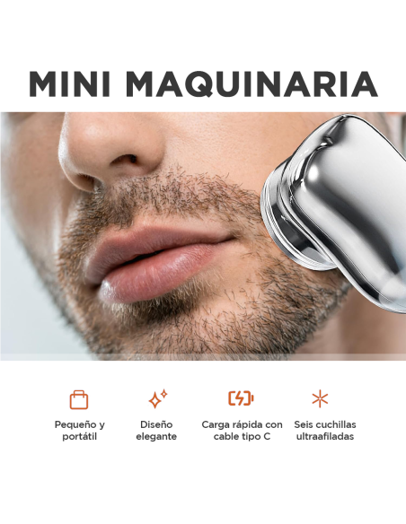 Mini Afeitadora Eléctrica para Hombre, Portátil y Recargable