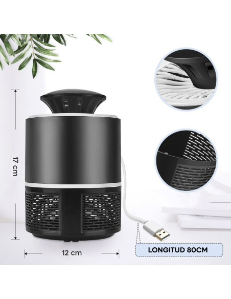 2pz Lámpara Anti-Mosquitos Eléctrica 18724 Trampa para Insectos Led USB Portátil