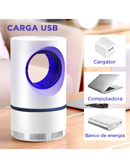 Lámpara eléctrica anti mosquitos con luz UV, trampa para insectos portátil, USB.