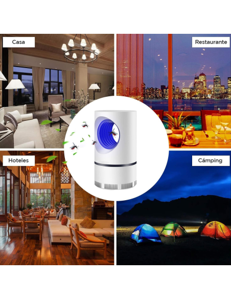 Lámpara eléctrica anti mosquitos con luz UV, trampa para insectos portátil, USB.