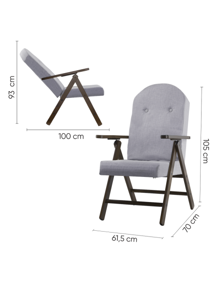 Poltrona en Madera AMALFI Tinta Unita Silla Reclinable MASLEGNO 108x65x60