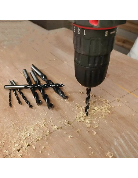 set de 5 Puntas Helicoidales Universales para Taladro de Madera de 4 a 10mm