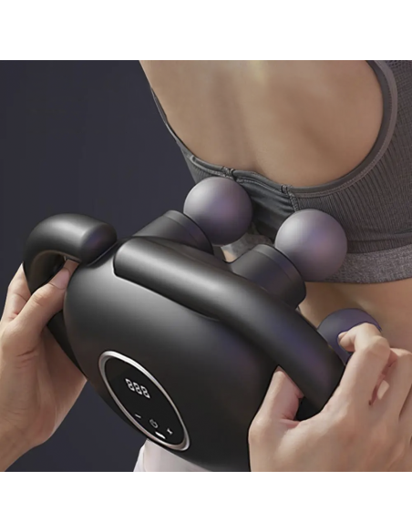 Pistola de Masaje Eléctrica con 4 Cabezas para Masaje Muscular a Batería 15W