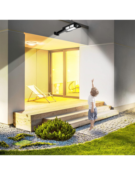 Faro Solar PP-902T de Pared, Sensor de Movimiento, Control Remoto, 43 LED