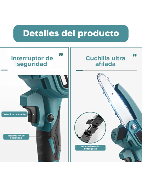 Kit 3en1 Tijeras de Poda Eléctricas Batería 48V Mango Telescópico Motocierra de6