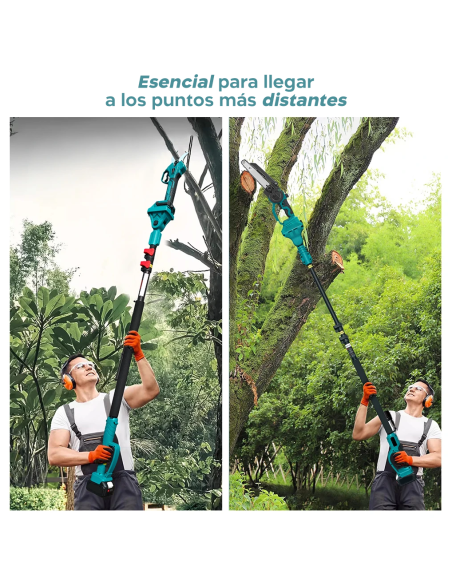 Kit 3en1 Tijeras de Poda Eléctricas Batería 48V Mango Telescópico Motocierra de6