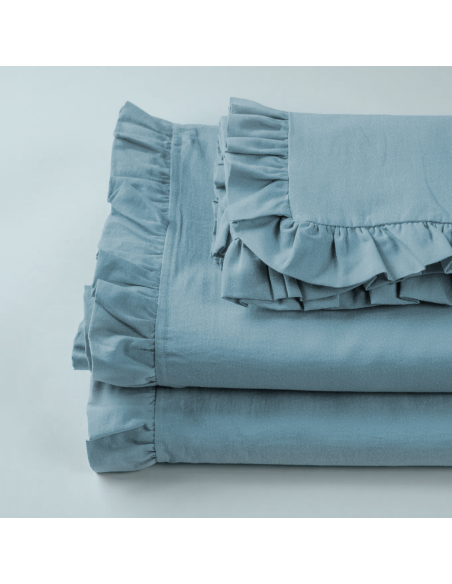 Juego Completo para Cama Matrimonial: 2 Sábanas y 2 Fundas con Volantes