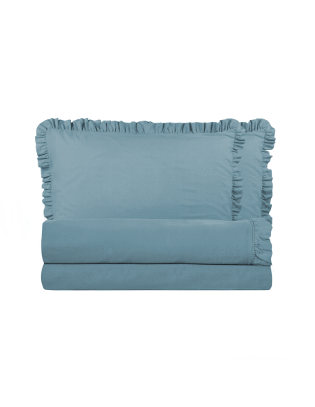 Juego Completo para Cama Matrimonial: 2 Sábanas y 2 Fundas con Volantes