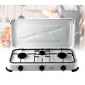 DCG EKP2423 GLP estufa de gas 3 fuegos ligero y portátil con tapa y encendido manual