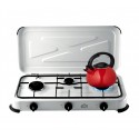 DCG EKP2423 GLP estufa de gas 3 fuegos ligero y portátil con tapa y encendido manual
