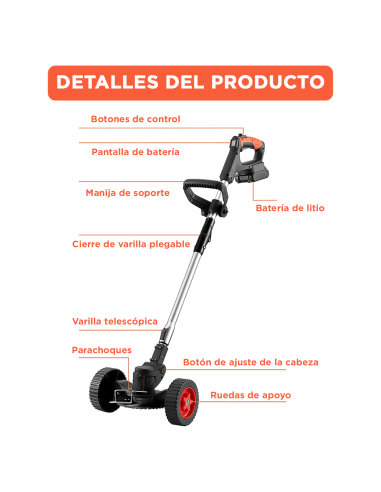 Desmalezadora sin cable, 2 baterías de 21V, con...