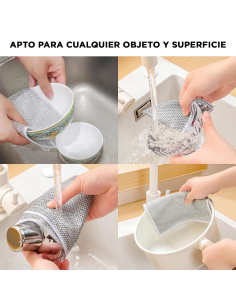 Trapo de Alambre Metálico 10pz Reutilizable para Platos y... 2