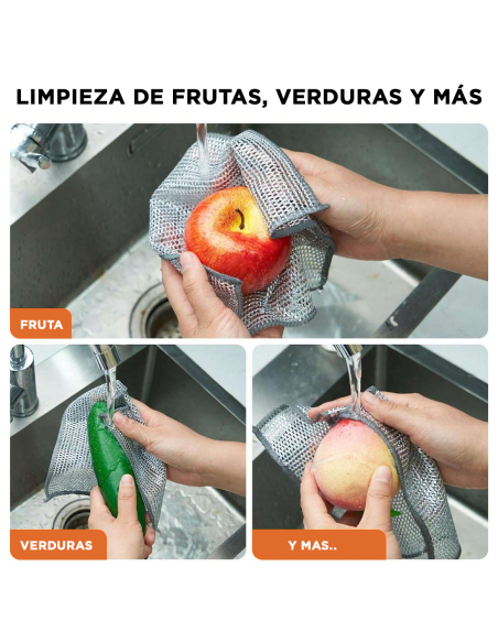 Trapo de Alambre Metálico 10pz Reutilizable para Platos y Limpieza Multiusos