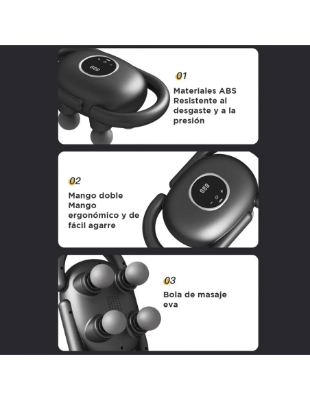 Pistola de Masaje Eléctrica con 4 Cabezas para Masaje Muscular a Batería 15W