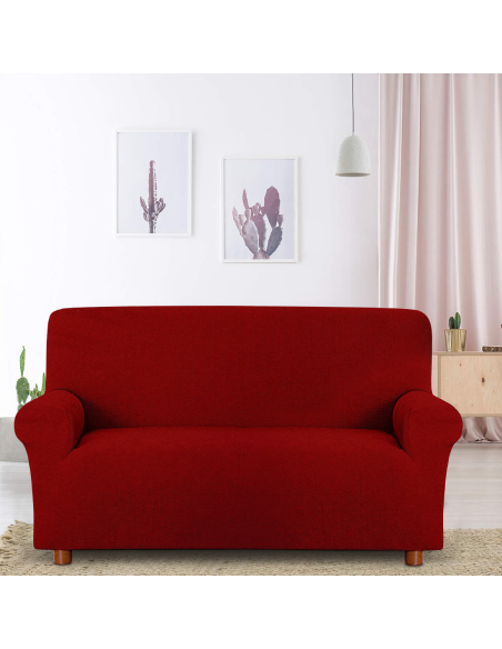 Funda sofá 2 plazas elástica, color sólido, antimanchas, tejido piqué