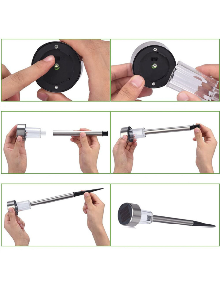 Set 2 farol Lampara led Luz con energía solar para jardin estaca camino