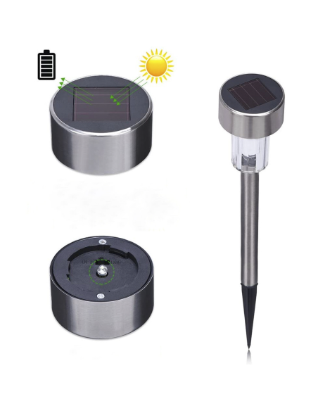 Set 2 farol Lampara led Luz con energía solar para jardin estaca camino