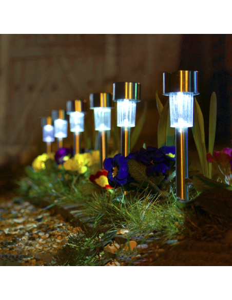 Set 2 farol Lampara led Luz con energía solar para jardin estaca camino