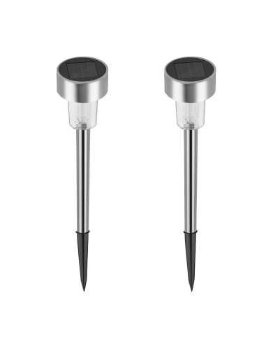 Set 2 farol Lampara led Luz con energía solar para jardin estaca camino