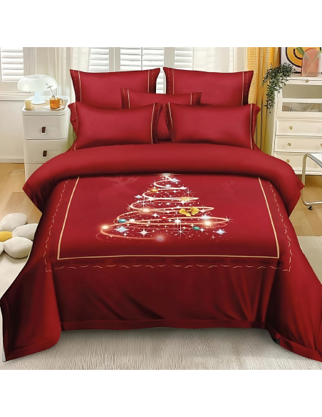 Edredón Matrimonial de Vellón con Estampado Digital de Navidad.