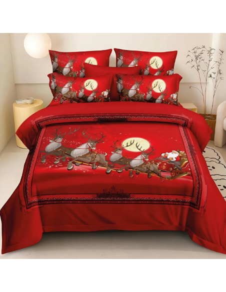 Edredón de Vellón con Estampado de Renos de Navidad, Ideal para Invierno