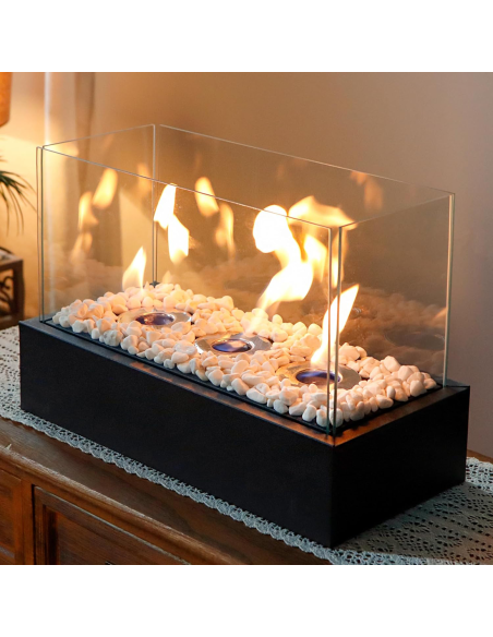 Chimenea Eléctrica de Bioetanol 1100W de Mesa Llama Real 45x20.5x28cm