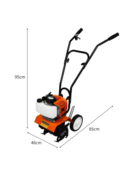 Motoazada a Gasolina 52cc - Fresadora de Jardín con Motor 2 Tiempos 1,65 kW