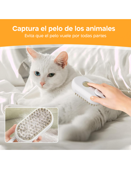 Cepillo Masajeador Eléctrico para Perros y Gatos a Vapor Inalámbrico Recargable