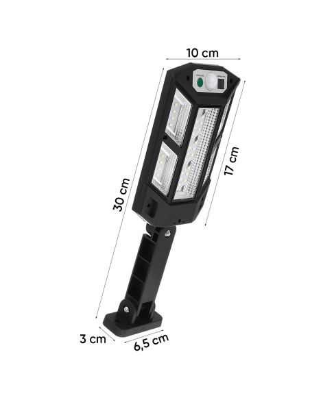 Faro Solar PP-902T de Pared, Sensor de Movimiento, Control Remoto, 43 LED