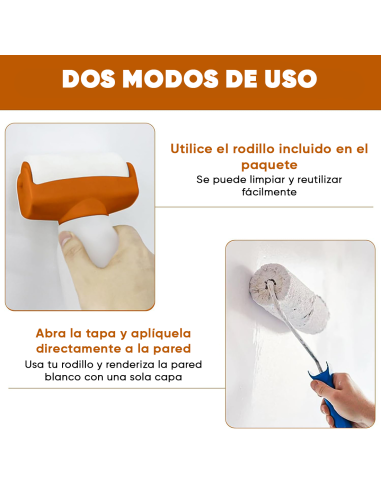 Rodillo con pintura 500g Blanco 2 en 1 para...