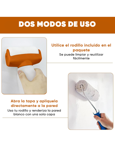 Rodillo con pintura 500g Blanco 2 en 1 para retoques de pintura al agua