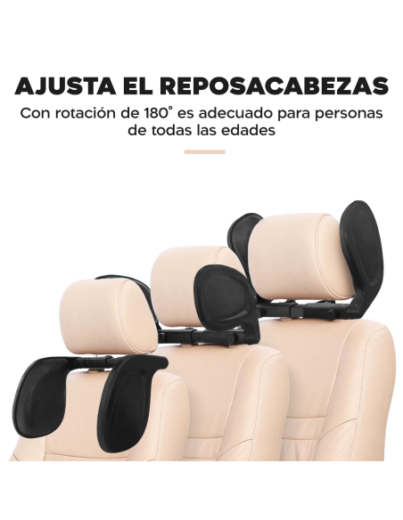 Cojín para Auto de Viaje con Reposacabezas Soporte Ajustable para Cuello a 180°