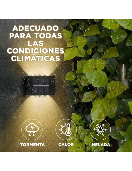 Lámpara de Pared Solar de 8 LED, Aplique Exterior Impermeable 2700K.