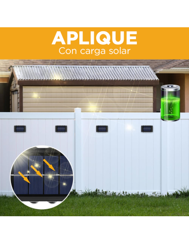 Lámpara de Pared Solar de 8 LED, Aplique...