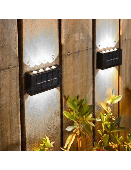 Lámpara de Pared Solar de 8 LED, Aplique Exterior Impermeable 2700K.