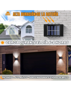 2pz Lámpara de Pared Solar 8 LED, Aplique Impermeable 2700K. 2