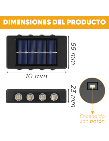 4pz Lampada da Parete ad Energia Solare 8 LED...