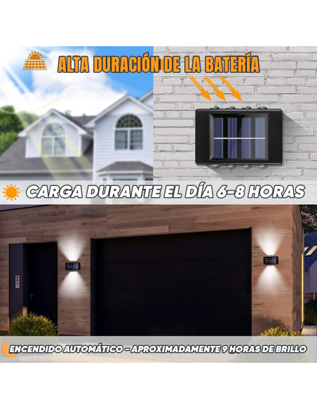 4pz Lampada da Parete ad Energia Solare 8 LED Applique Impermeabile 2700K
