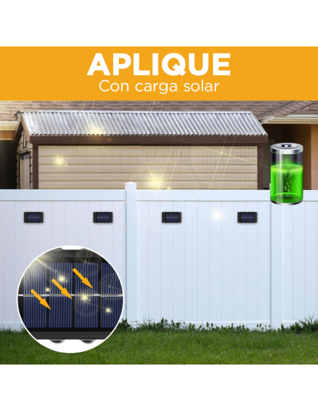 4pz Lampada da Parete ad Energia Solare 8 LED Applique Impermeabile 2700K