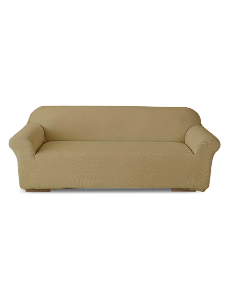 Funda de Sofá de 4 Plazas con Elástico Color Sólido Antimanchas de Tejido Piqué