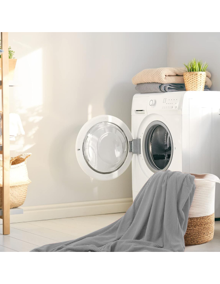 Funda de Sofá de 4 Plazas con Elástico Color Sólido Antimanchas de Tejido Piqué