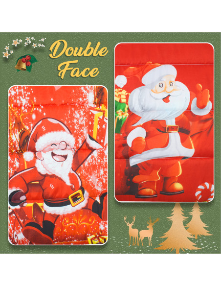 Edredón Navideño Matrimonial Estampado con Papá Noel y Regalos