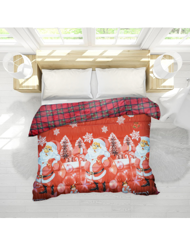 Edredón Navideño Matrimonial Doble Faz Tartan y...