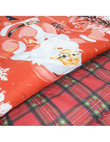 Edredón Navideño Matrimonial Doble Faz Tartan y...