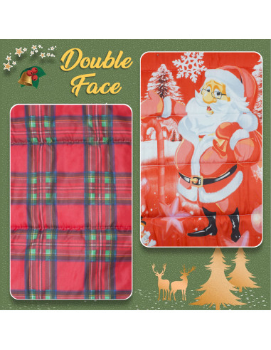 Edredón Navideño Matrimonial Doble Faz Tartan y...