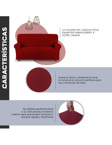 Funda sofá 2 plazas elástica, color sólido,...