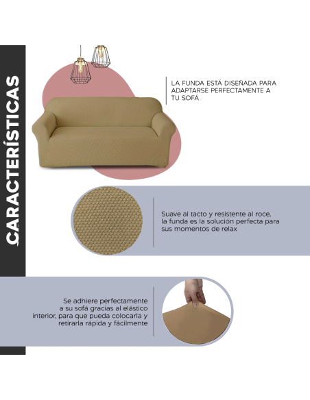 Funda sofá 2 plazas elástica, color sólido, antimanchas, tejido piqué