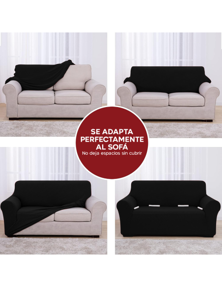 Funda de Sofá de 3 Plazas con Elástico Color Sólido Antimanchas de Tejido Piqué